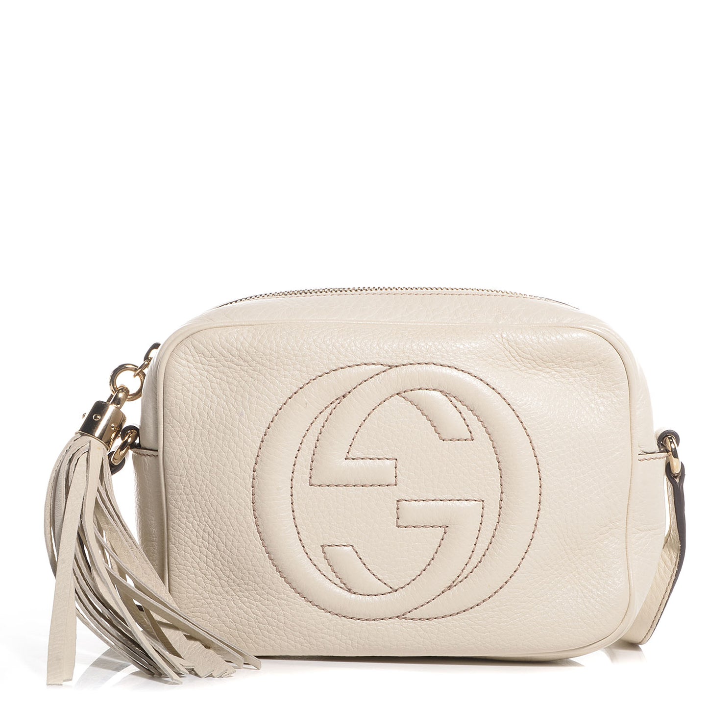 Pebbled Calfskin Small Soho Disco Bag Off White