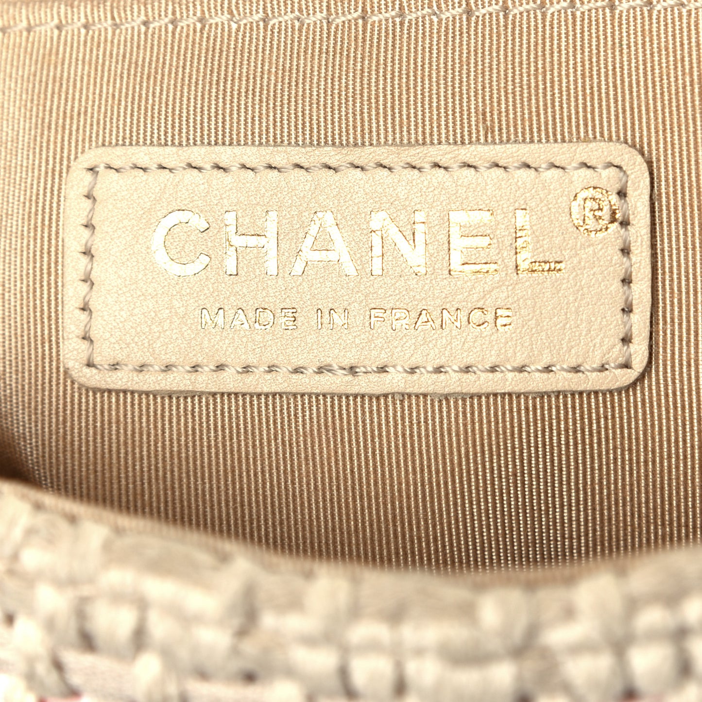 Tweed Chain Braid Small Single Flap Beige White