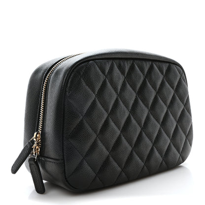 Chanel Caviar Quilted Medium Curvy Pouch Cosmetic Case Black 3 of 11