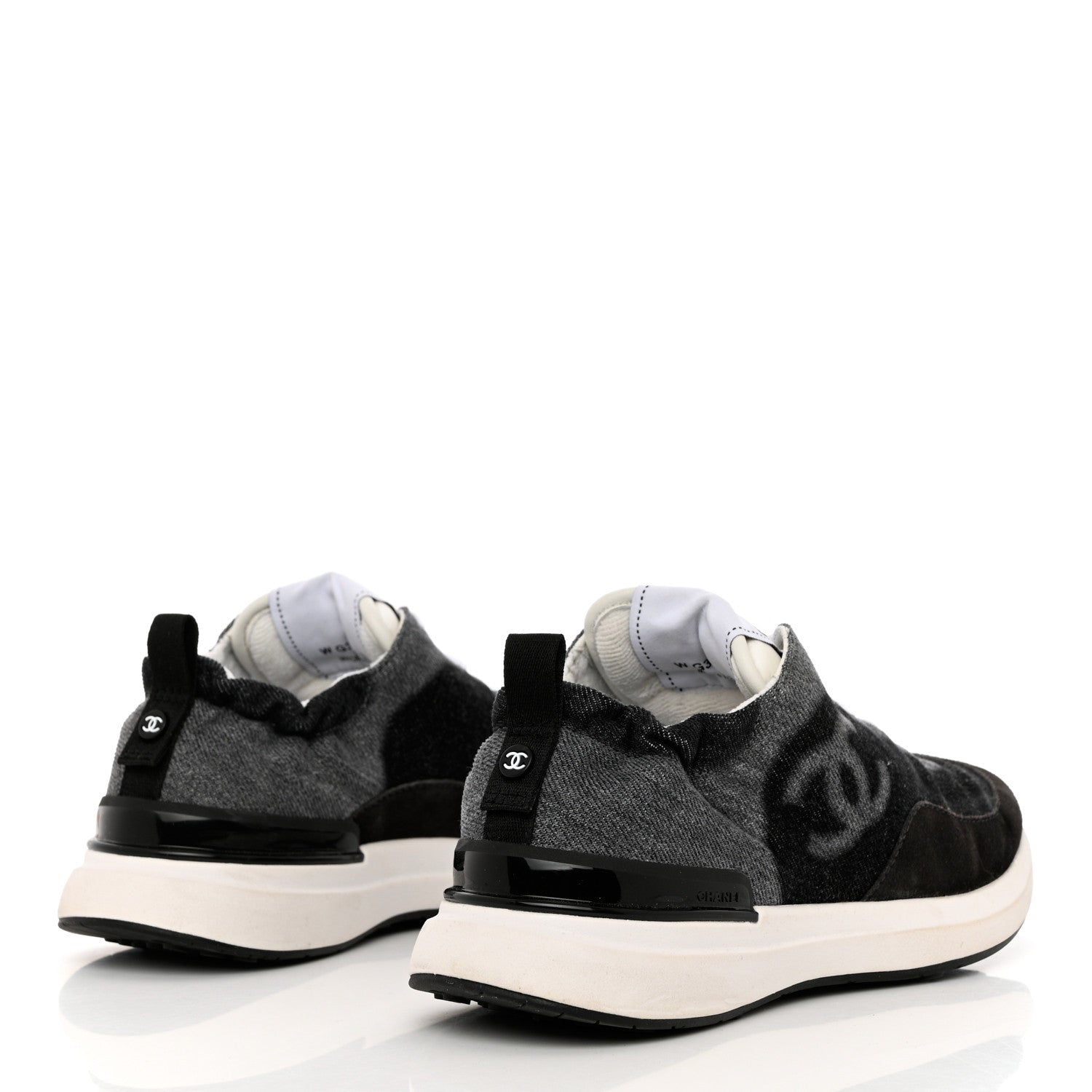 Chanel Denim Suede Calfskin Womens CC Sneakers 37 Grey 4 of 11