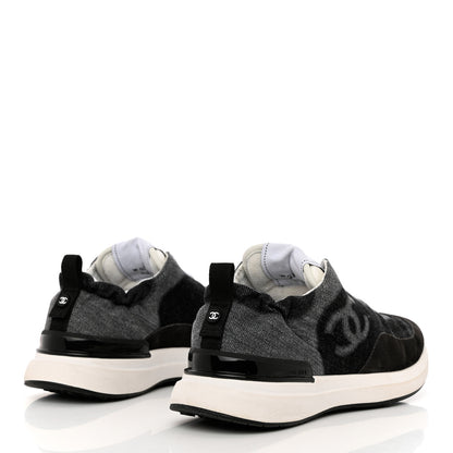 Chanel Denim Suede Calfskin Womens CC Sneakers 37 Grey 4 of 11
