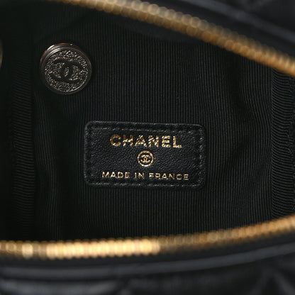 Chanel Lambskin Quilted Cube Chain Wristlet Case Black 6 of 14