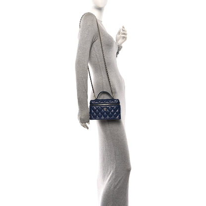 Chanel Caviar Quilted Top Handle Slim Vanity With Chain Navy 3 of 10