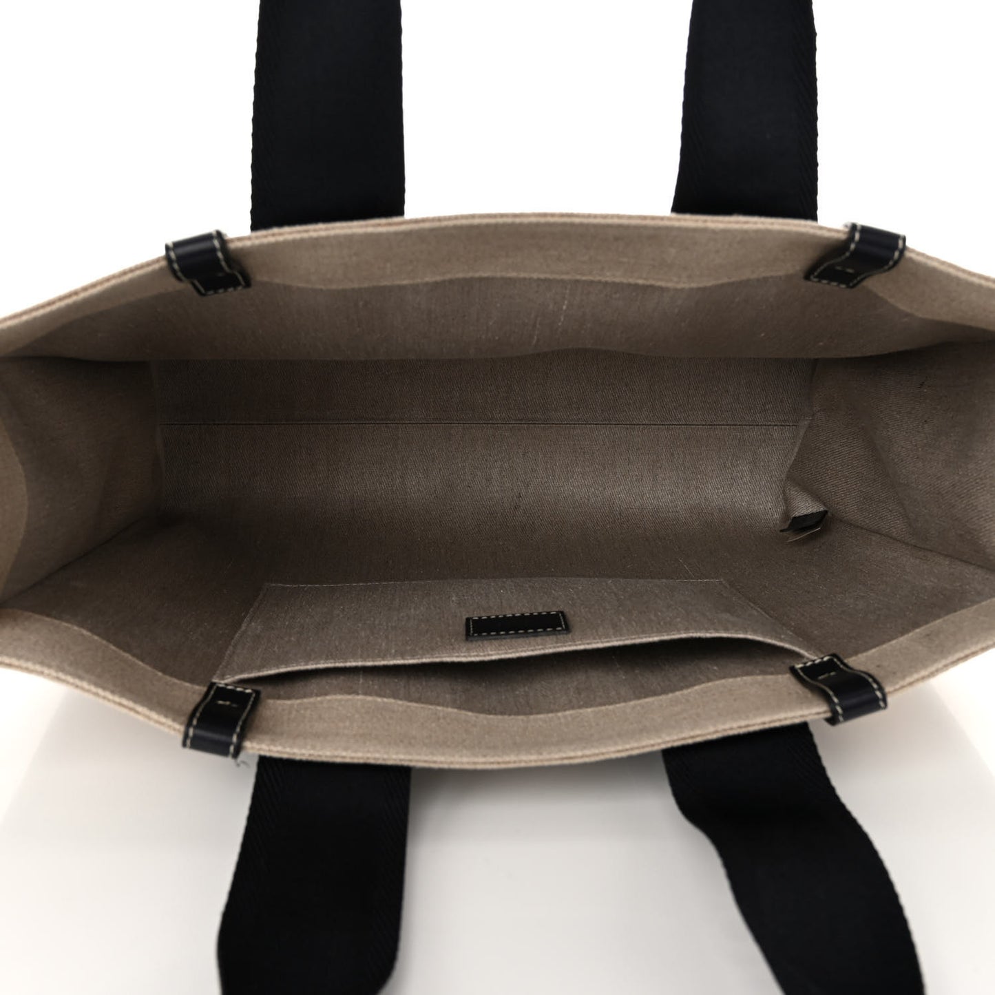 Linen Calfskin Large Woody Ribbon Tote Black Blue