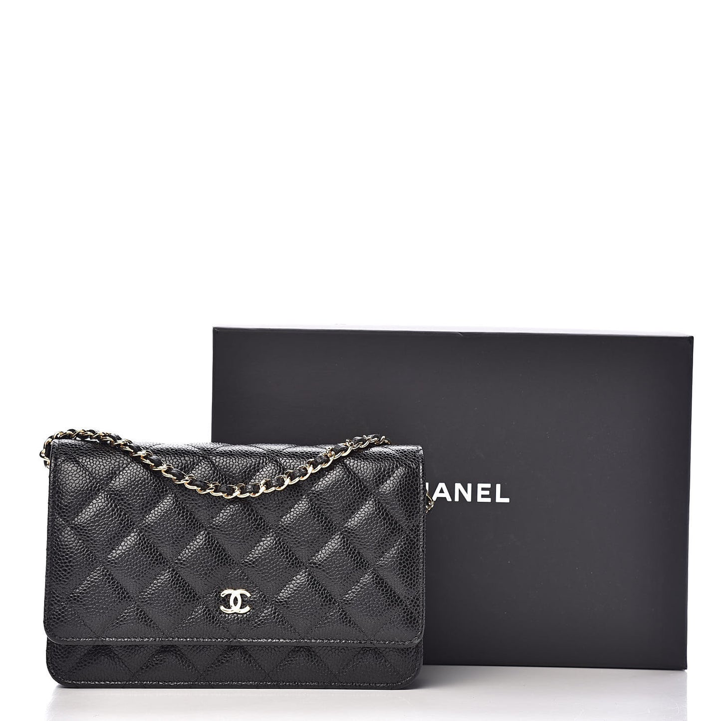 Caviar Quilted Wallet On Chain WOC Black