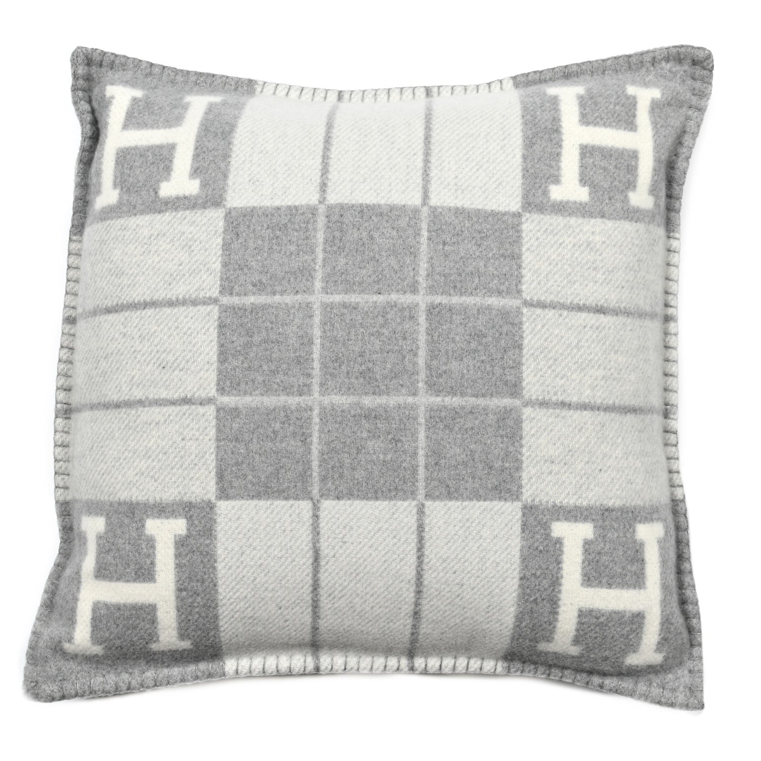 Hermes Wool Cashmere Avalon III Pillow PM Ecru Gris Clair 1 of 3