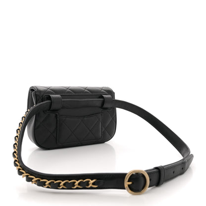 Chanel Lambskin Quilted Chain Infinity Waist Belt Bag Black 3 of 12
