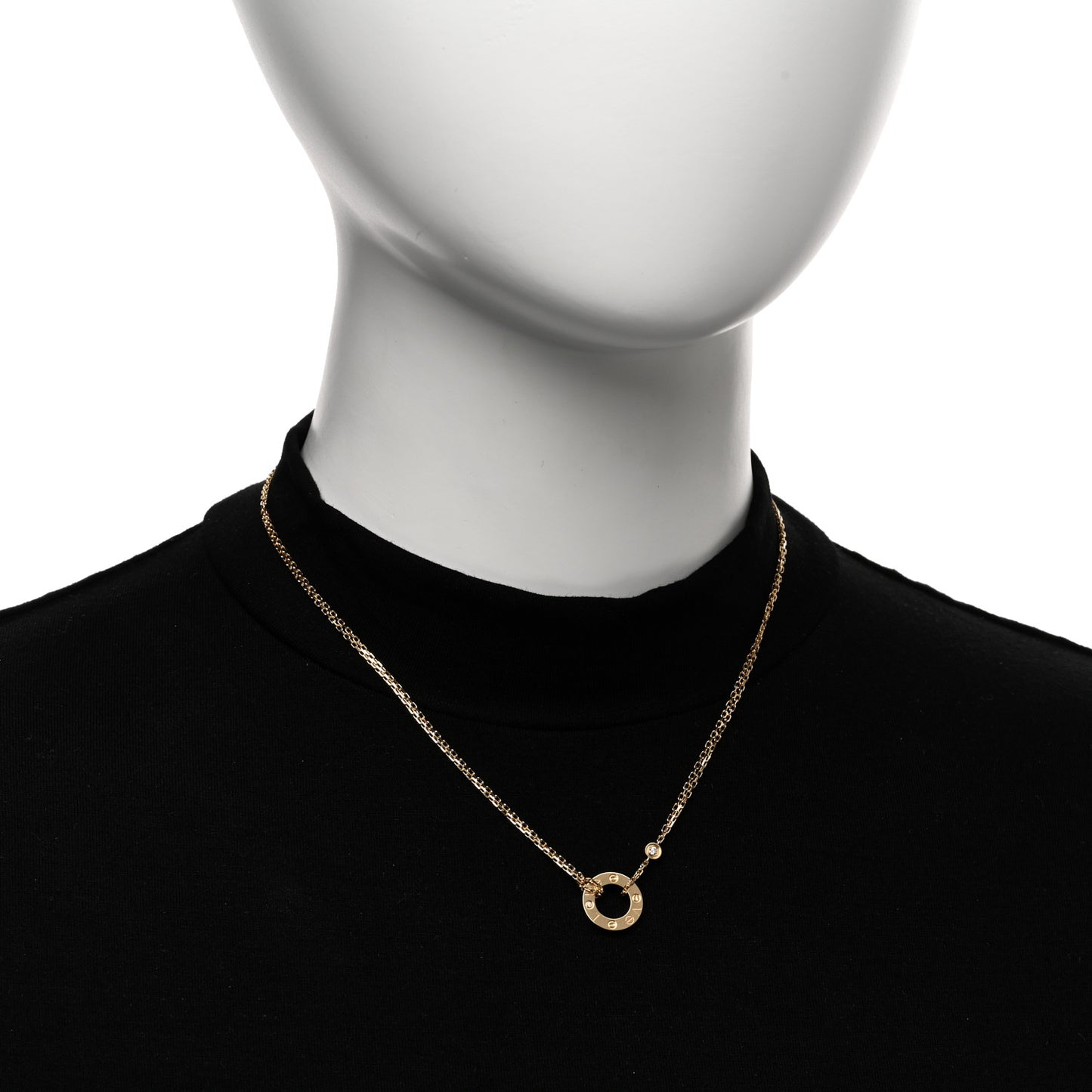 18K Yellow Gold 2 Diamond LOVE Necklace