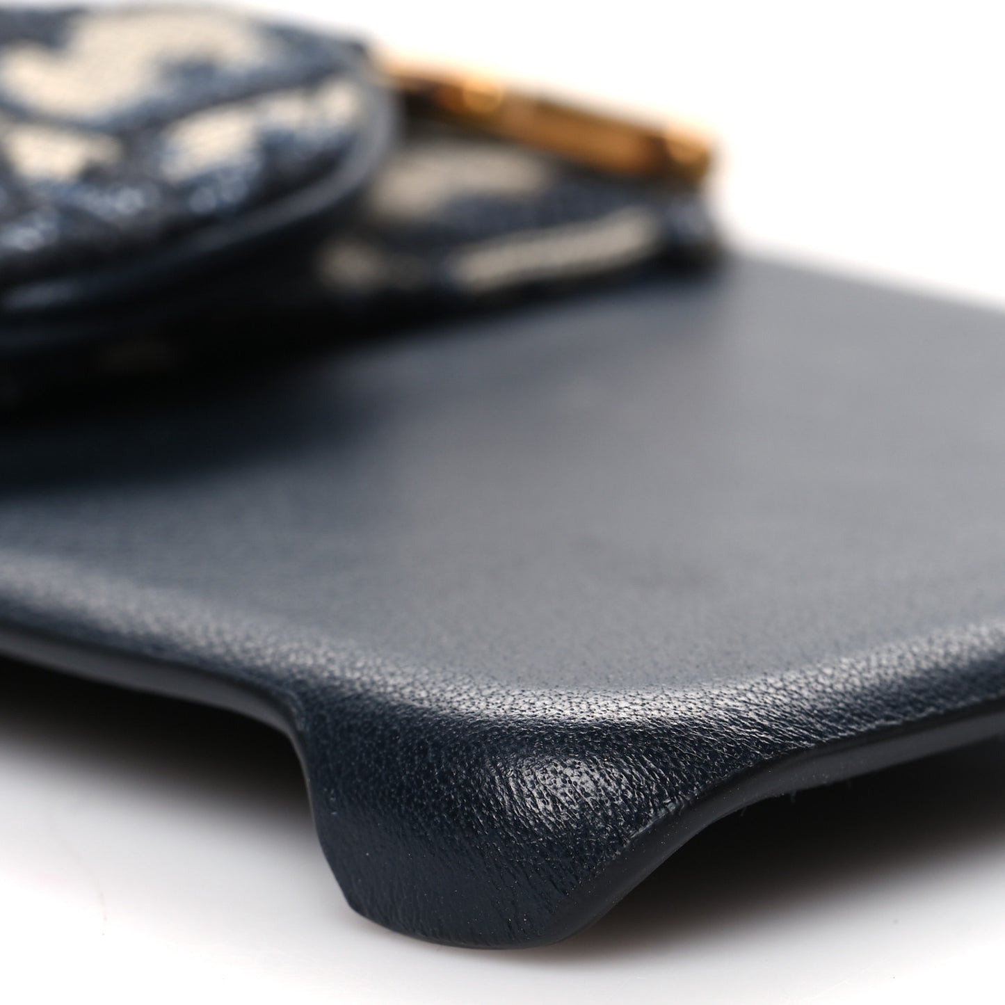 Oblique Calfskin Saddle iPhone X Case Blue