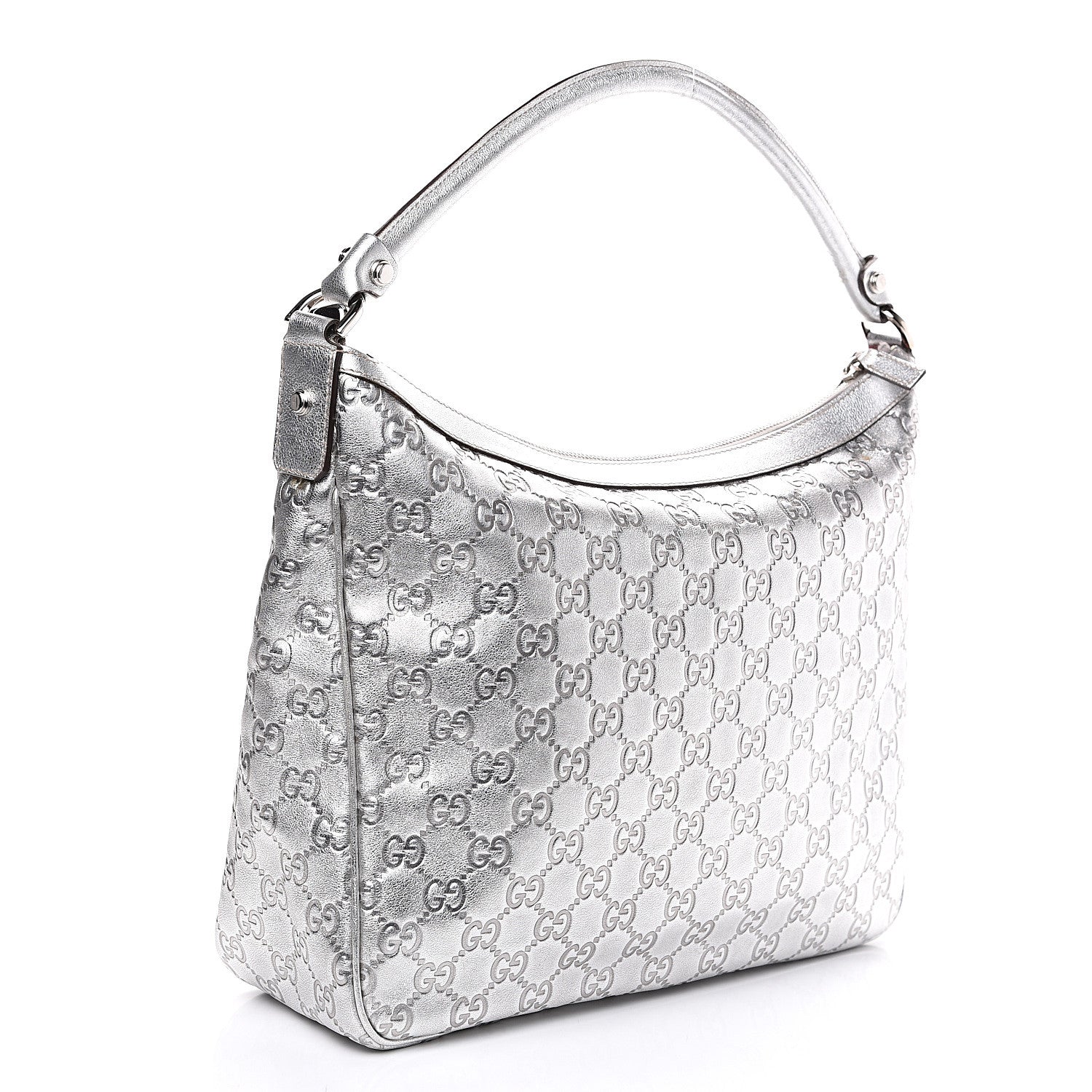 Gucci Metallic Guccissima Pocket Hobo Silver 2 of 13