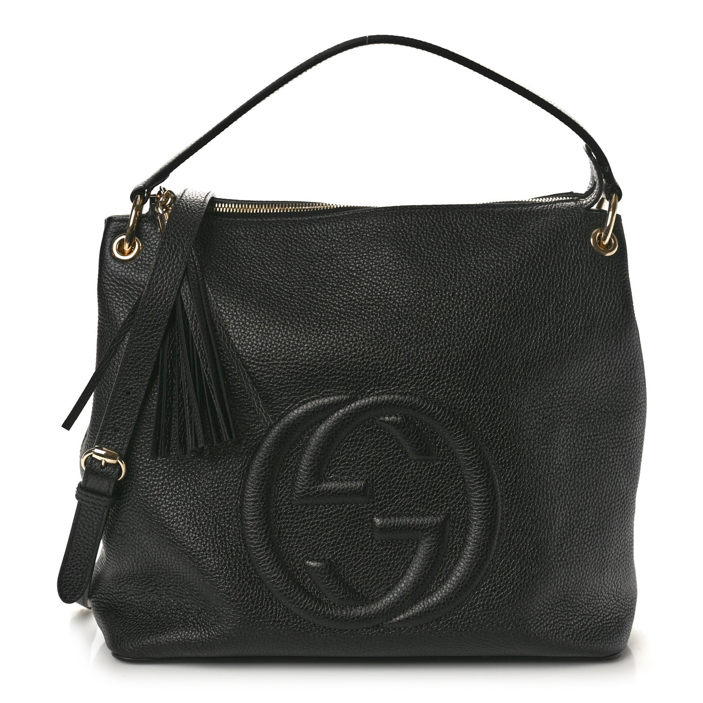 Pebbled Calfskin Large Soho Hobo Black