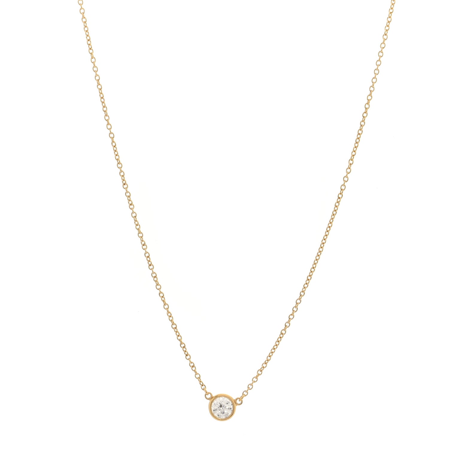 Tiffany 18K Yellow Gold Diamond .29ct Elsa Peretti Diamonds by the Yard Pendant Necklace 1 of 4