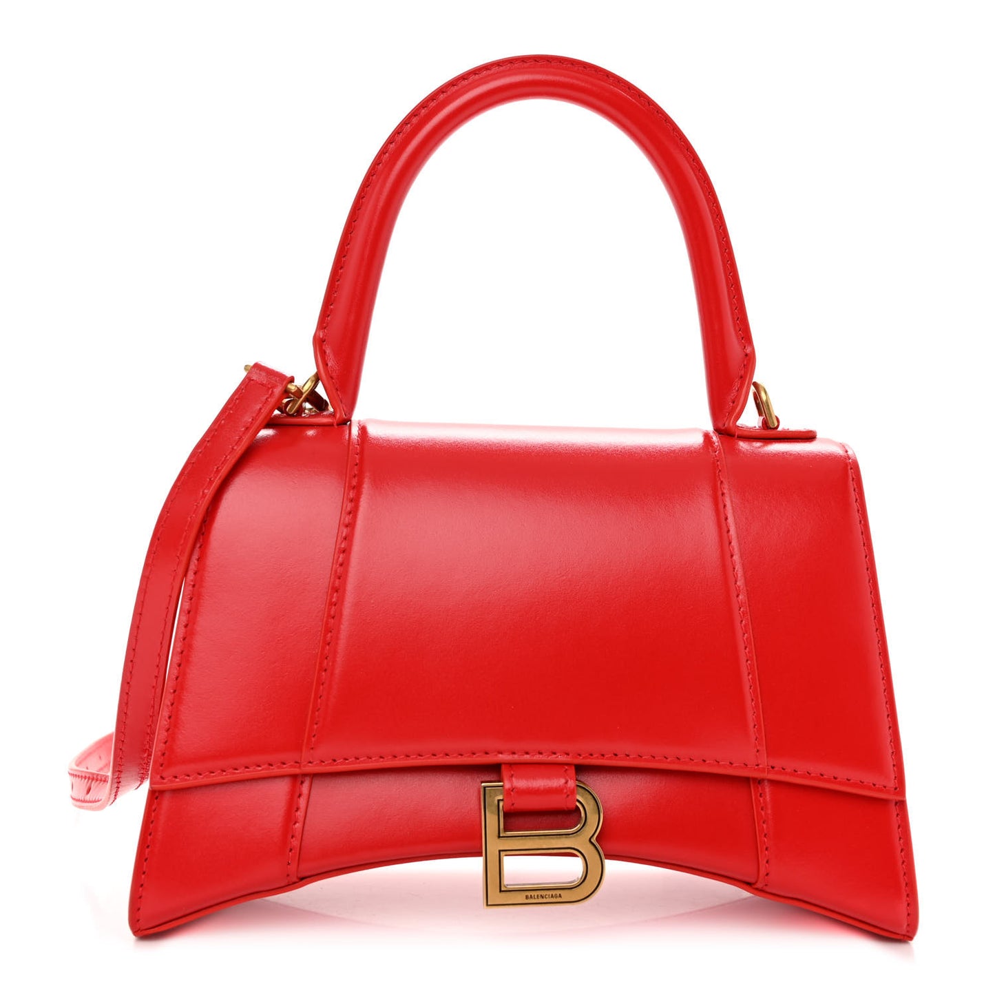 Shiny Box Calfskin Small Hourglass Top Handle Bag Bright Red