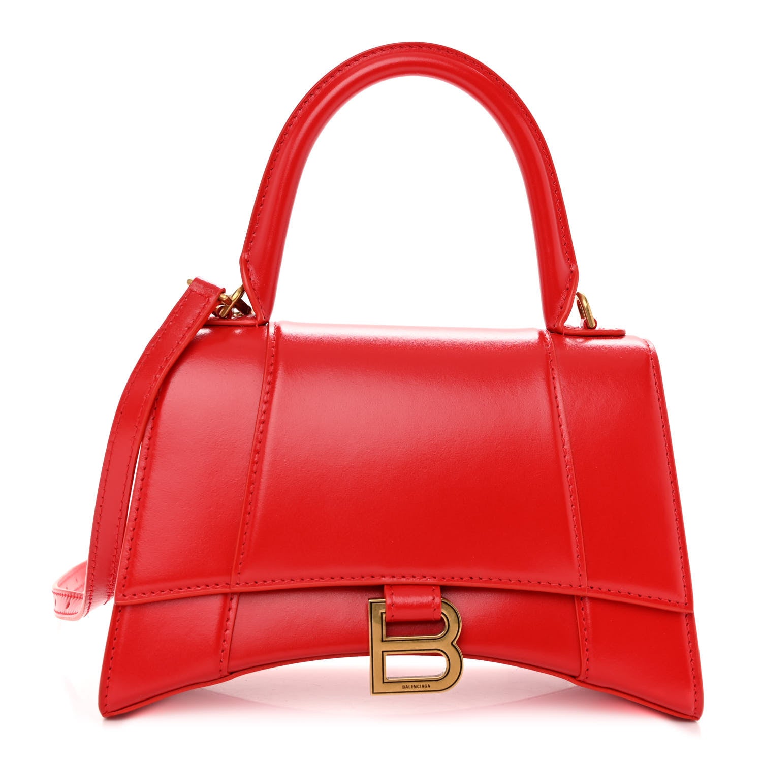 Balenciaga Shiny Box Calfskin Small Hourglass Top Handle Bag Bright Red 1 of 9