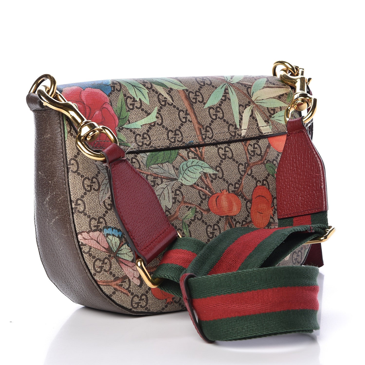 Gucci GG Supreme Monogram Tian Web Medium Padlock Messenger Shoulder Bag Beige Multicolor New Acero 3 of 24