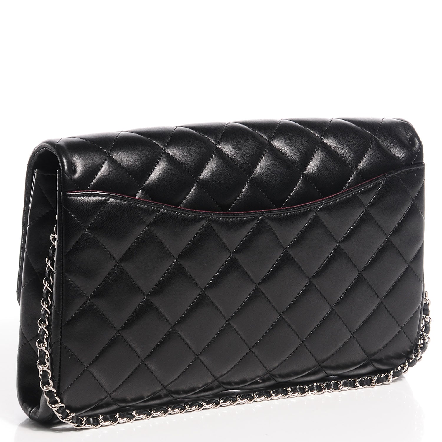 Chanel Lambskin Quilted Clutch With Chain Flap Black 3 of 9