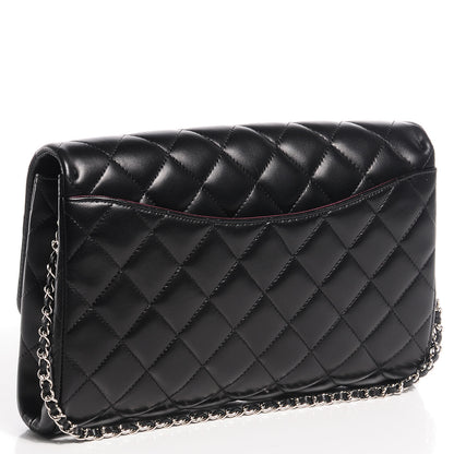 Chanel Lambskin Quilted Clutch With Chain Flap Black 3 of 9