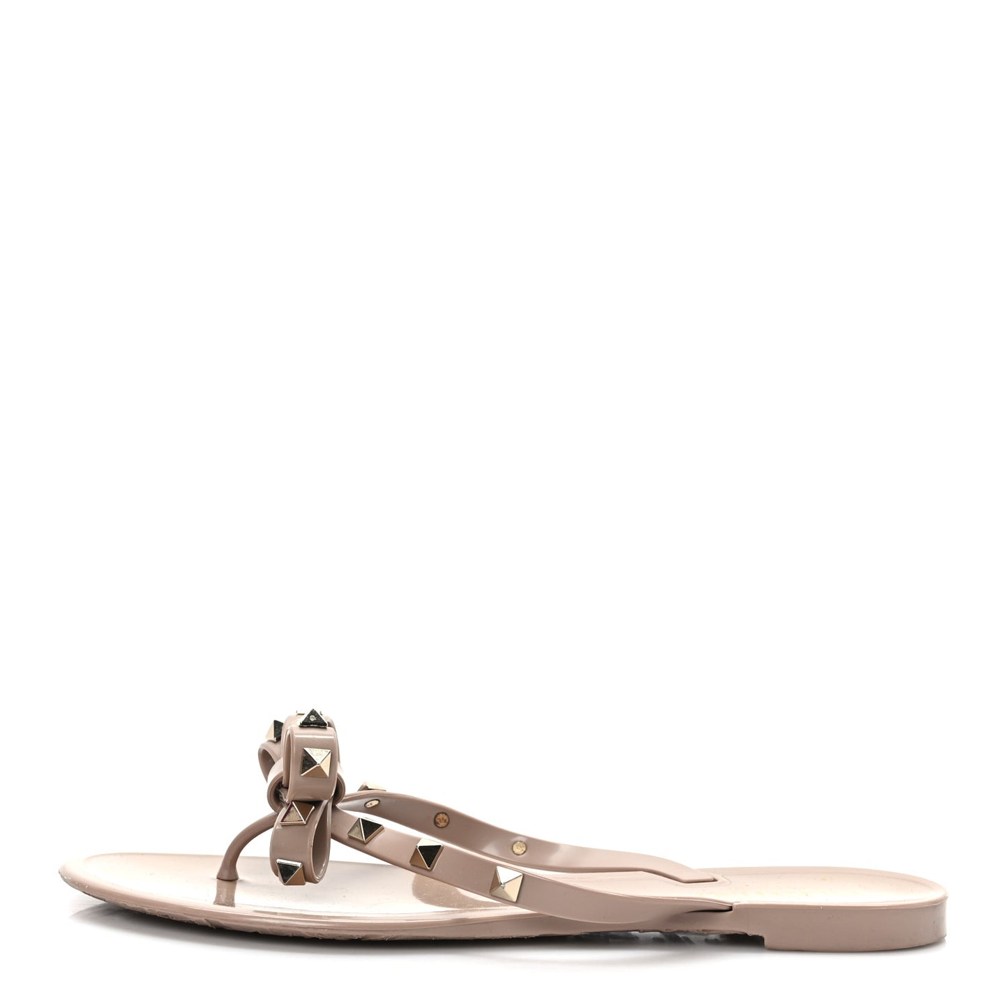 PVC Jelly Rockstud Bow Thong Sandals 39 Poudre