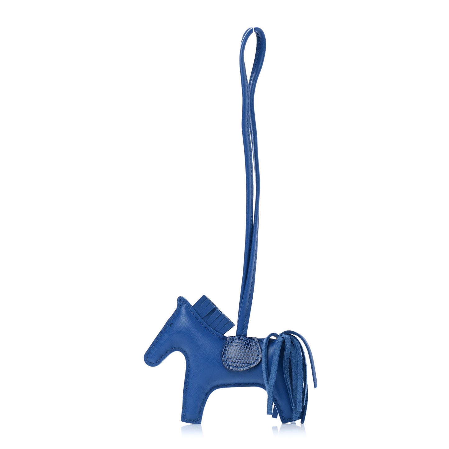 Milo Lambskin Lizard Touch Grigri Rodeo Horse Bag Charm PM Bleu France Bleu Saphir