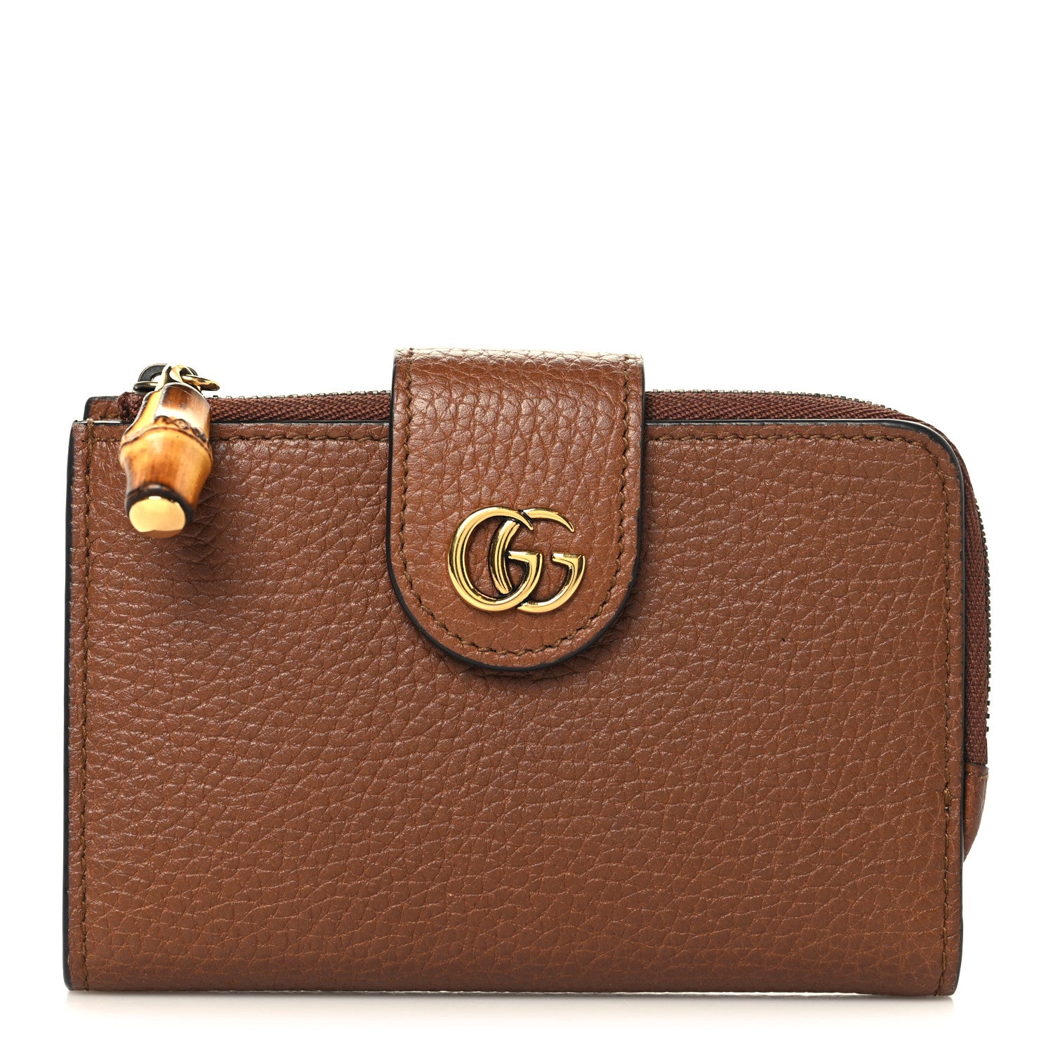 Gucci Piuma Calfskin Medium Bamboo Double G Wallet Cuir 1 of 8