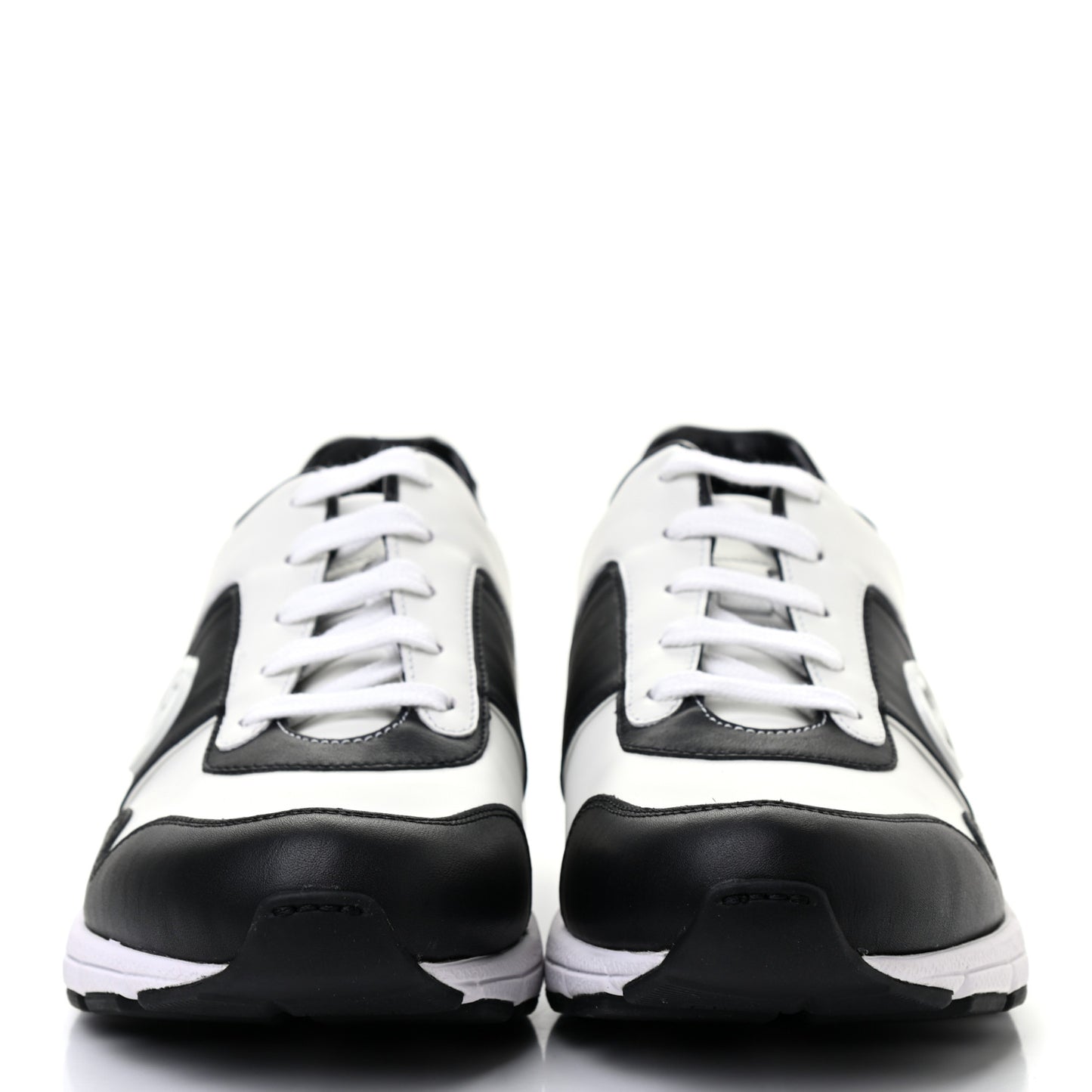 Calfskin Womens Interlocking G Sneakers 40 Black White
