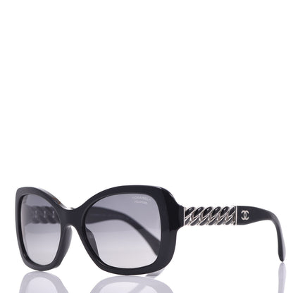 Chanel Acetate Metal Polarized Chain Square Sunglasses 5305 Black 1 of 8
