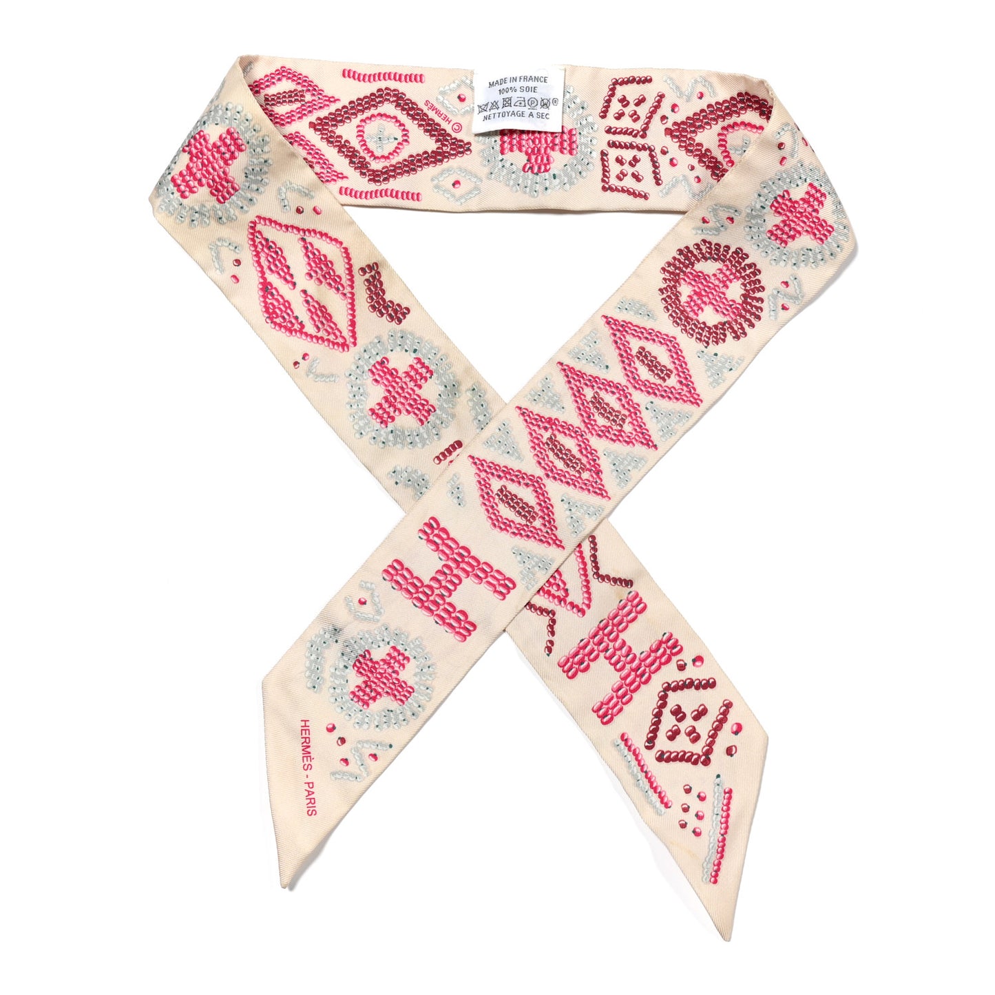 Silk Kelly En Perles Twilly Creme Framboise