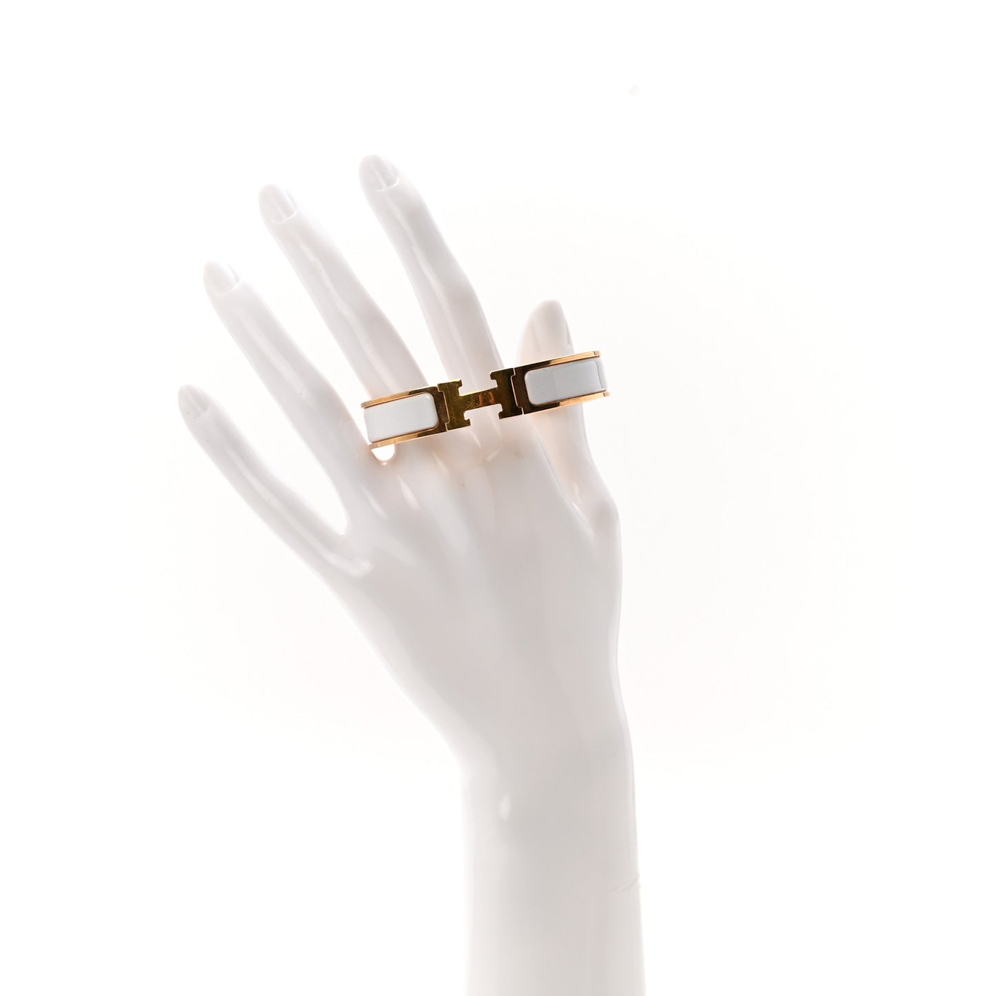 Enamel Narrow Clic Clac H Bracelet PM White