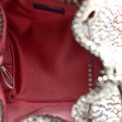 Jimmy Choo Satin Hotfix Crystal Embellished Bon Bon Bucket Bag Candy Pink Silver 5 of 10