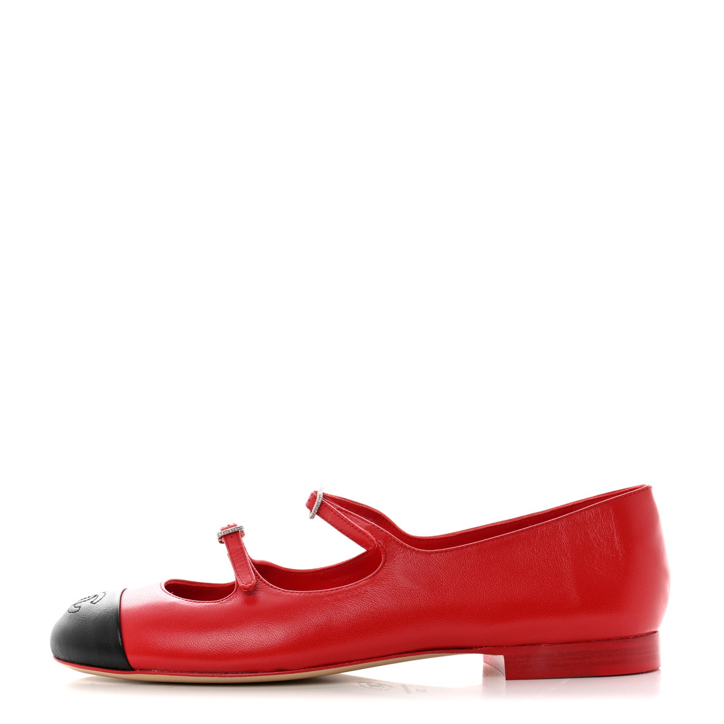 Lambskin Mary Jane Flats 38 Red Black