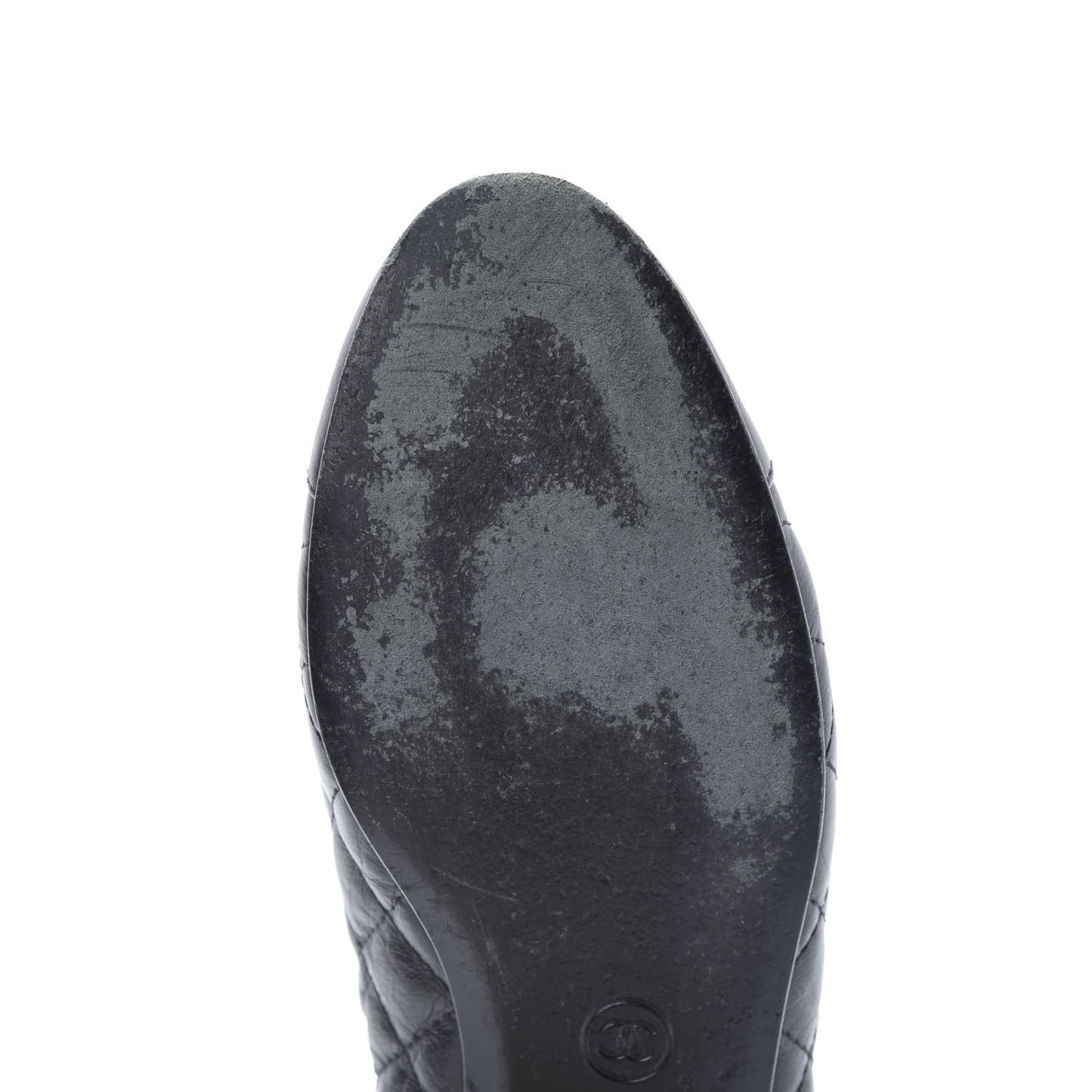 Aged Calfskin Quilted CC Cap Toe Ballerina Flats 40 Black