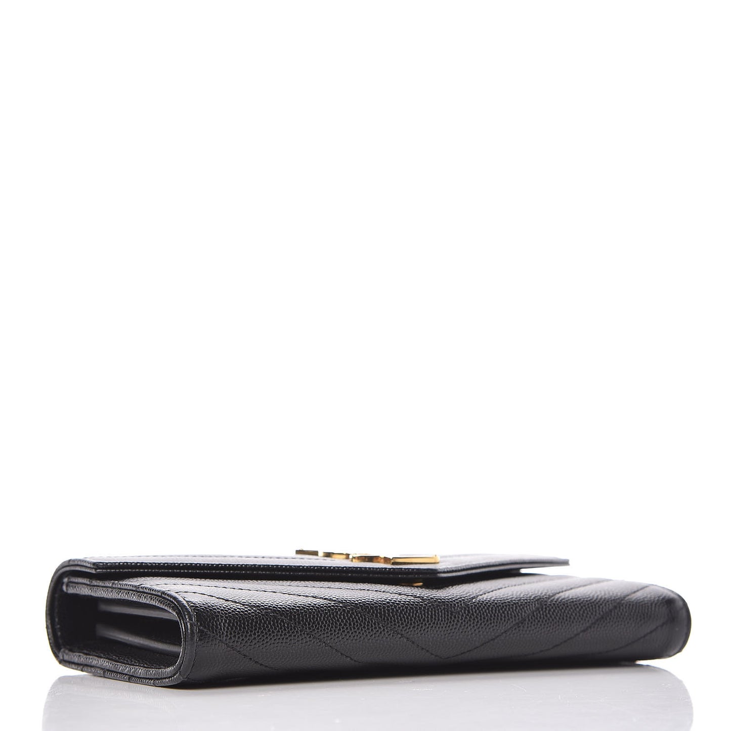 Grain De Poudre Matelasse Chevron Monogram Flap Wallet Black