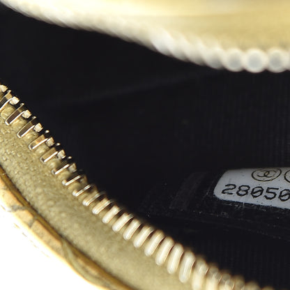Chanel Metallic Calfskin Crocodile Embossed Cocodile Round Clutch with Chain Gold 7 of 10