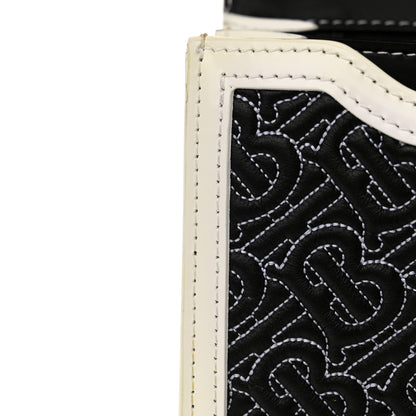 Burberry Calfskin Monogram Embossed Medium TB Chain Bag Black White 11 of 15