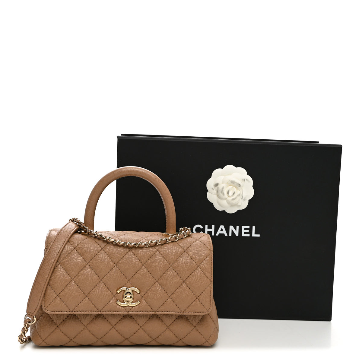 Chanel Caviar Quilted Mini Coco Handle Flap Beige 11 of 11