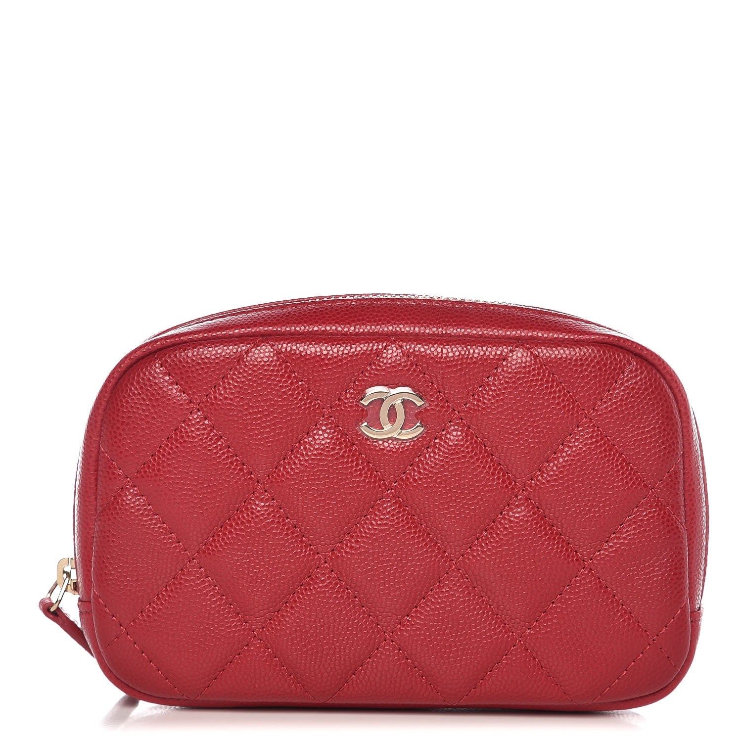 Chanel Caviar Quilted Small Curvy Pouch Cosmetic Case Dark Pink 1 of 8