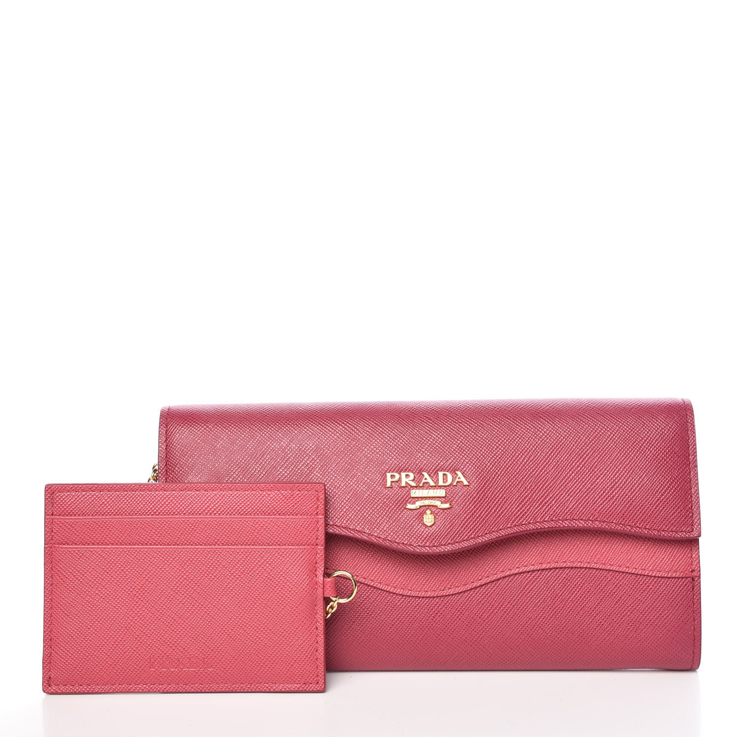 Prada Saffiano Wave Continental Flap Wallet Ibisco Peonia 3 of 10