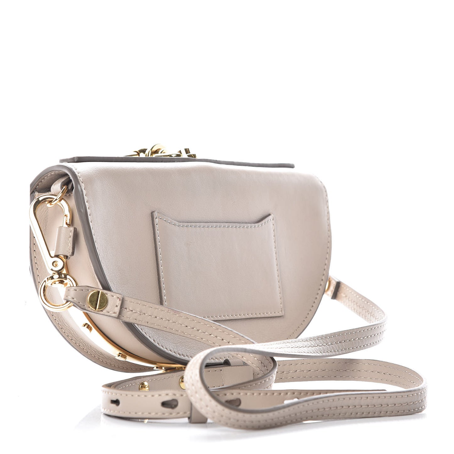 Calfskin Lambskin Quilted Studded Nile Bracelet Minaudiere Bag Small Pastel Grey