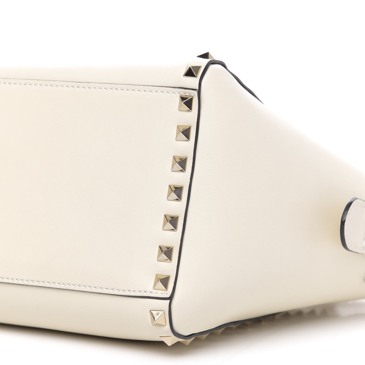 Vitello Small Rockstud Double Handle Tote Ivory