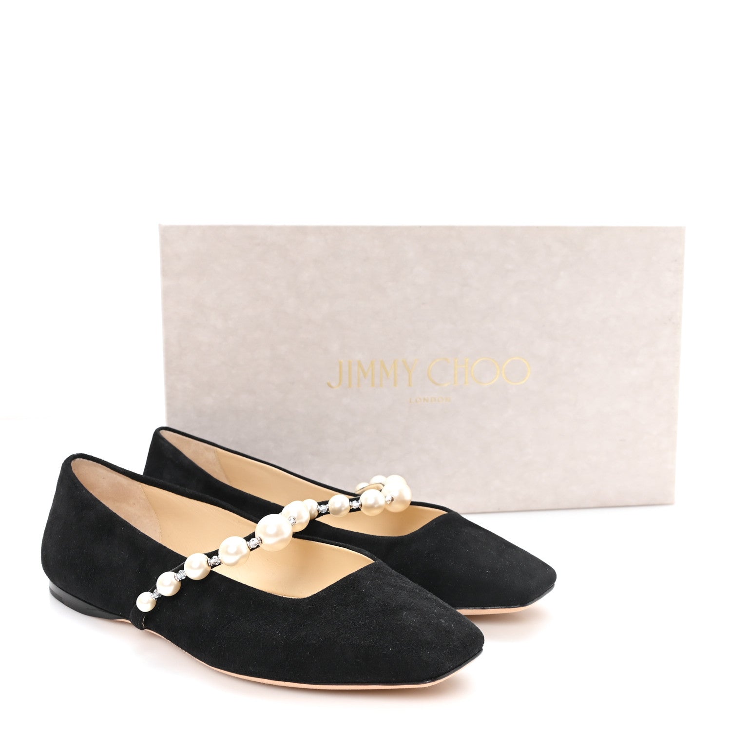 Jimmy Choo Suede Pearl Embellished Ade Flat 36.5 Black 9 of 9