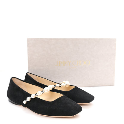 Jimmy Choo Suede Pearl Embellished Ade Flat 36.5 Black 9 of 9