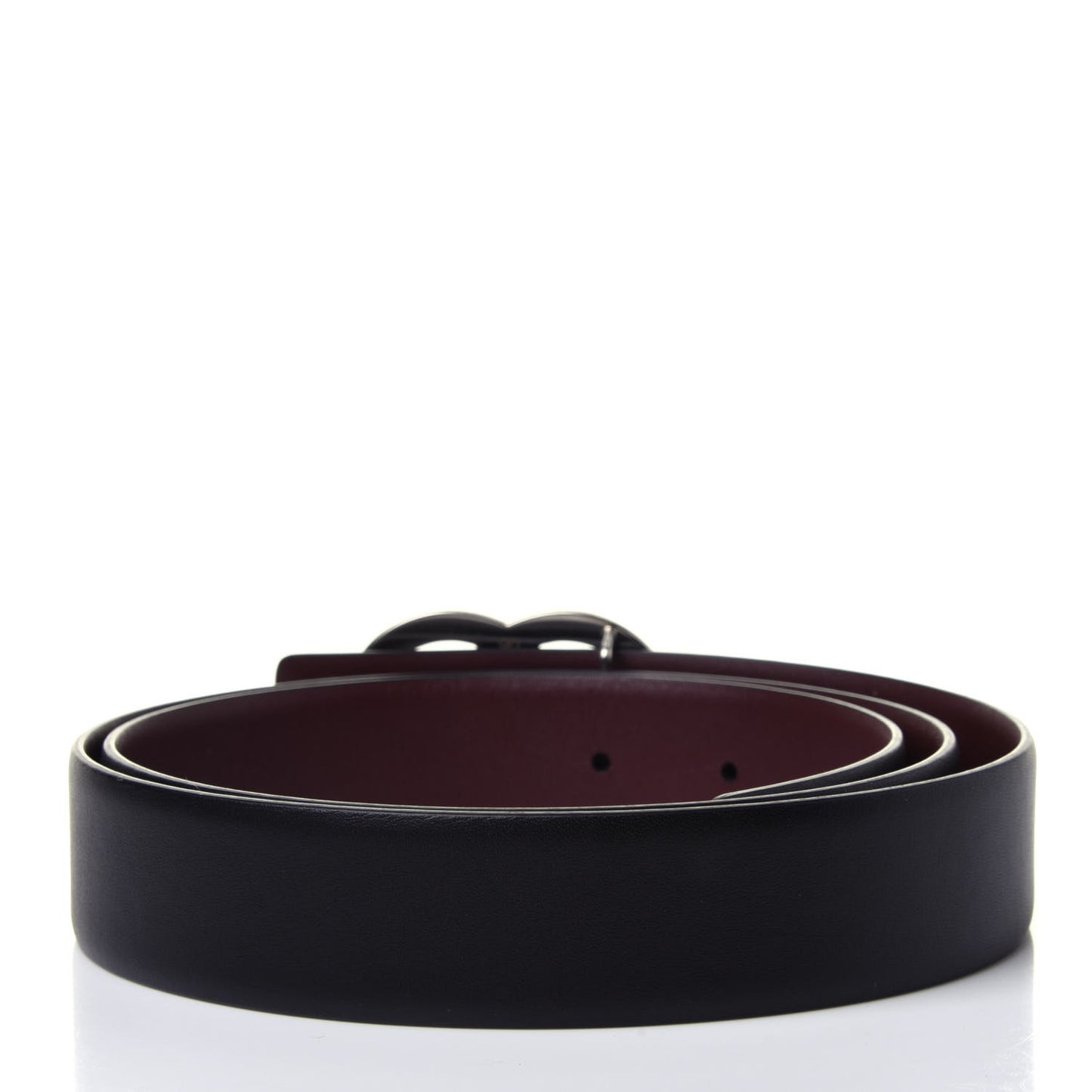 Calfskin CC Reversible Belt 90 Black Burgundy