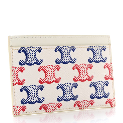Celine Triomphe Canvas Card Holder White Blue Red 2 of 6