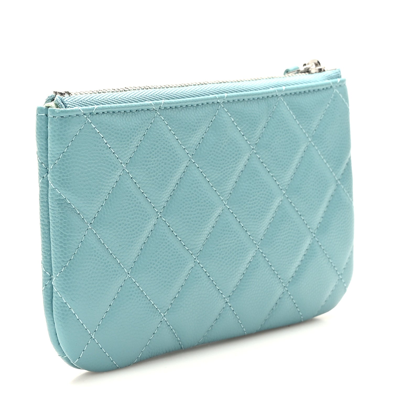 Chanel Caviar Chanel 19 Quilted Cosmetic Case Light Blue 3 of 8
