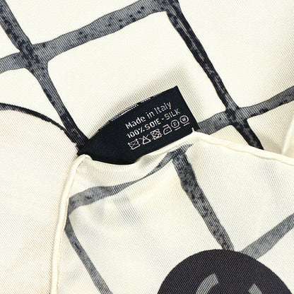 Chanel Silk Camellia CC Square Scarf Ivory 4 of 4