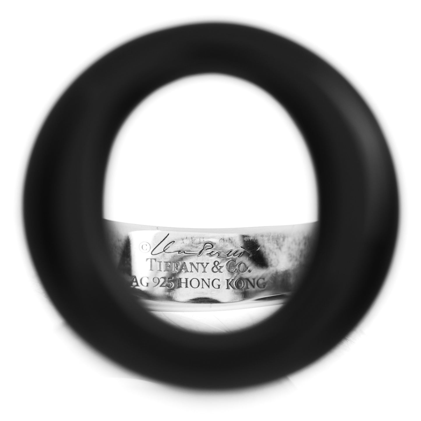 Sterling Silver Black Jade Elsa Peretti Sevillana Ring 51 5.75