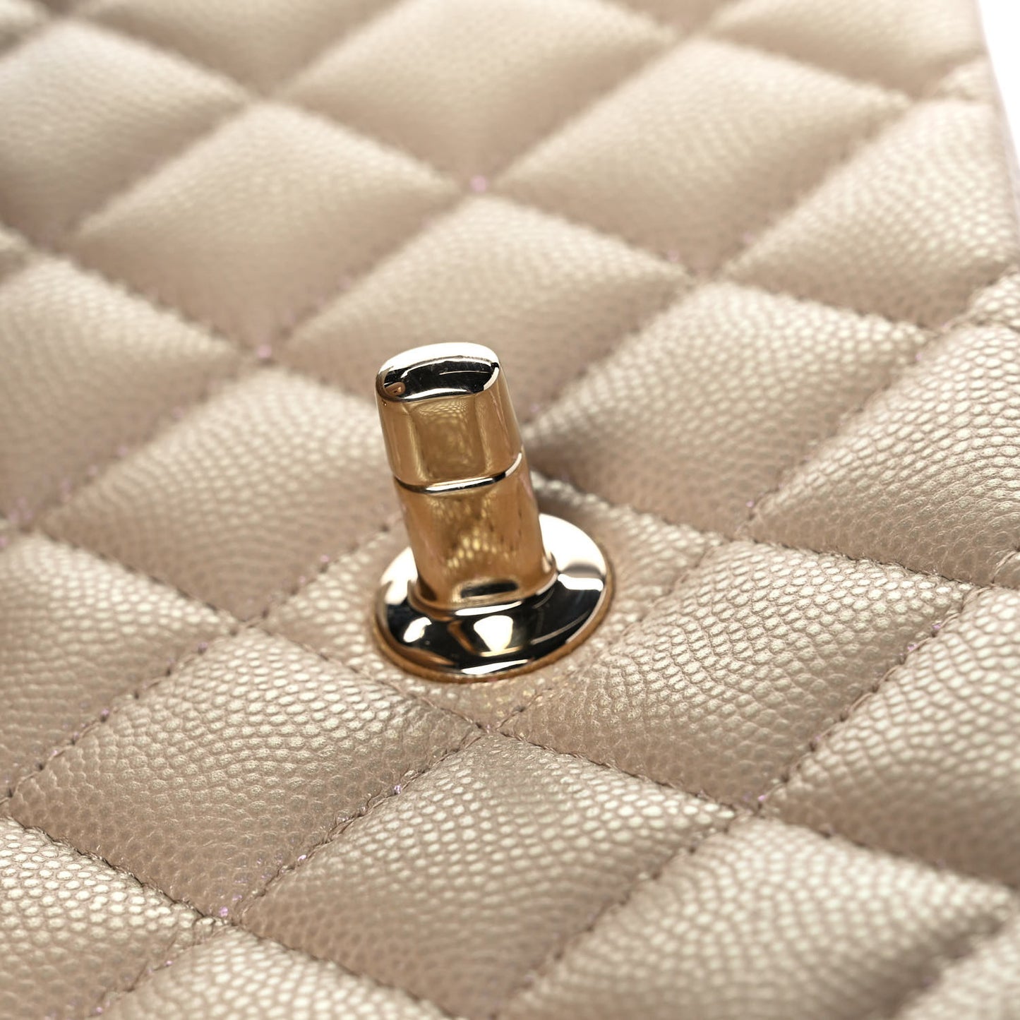 Iridescent Caviar Quilted Medium Double Flap Dark Beige