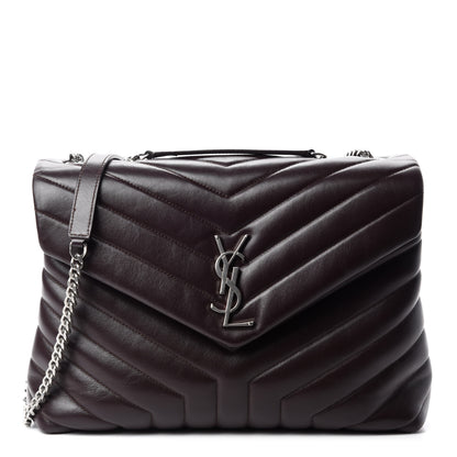 Saint Laurent Calfskin Y Quilted Monogram Medium Loulou Chain Satchel Amaranto 1 of 11