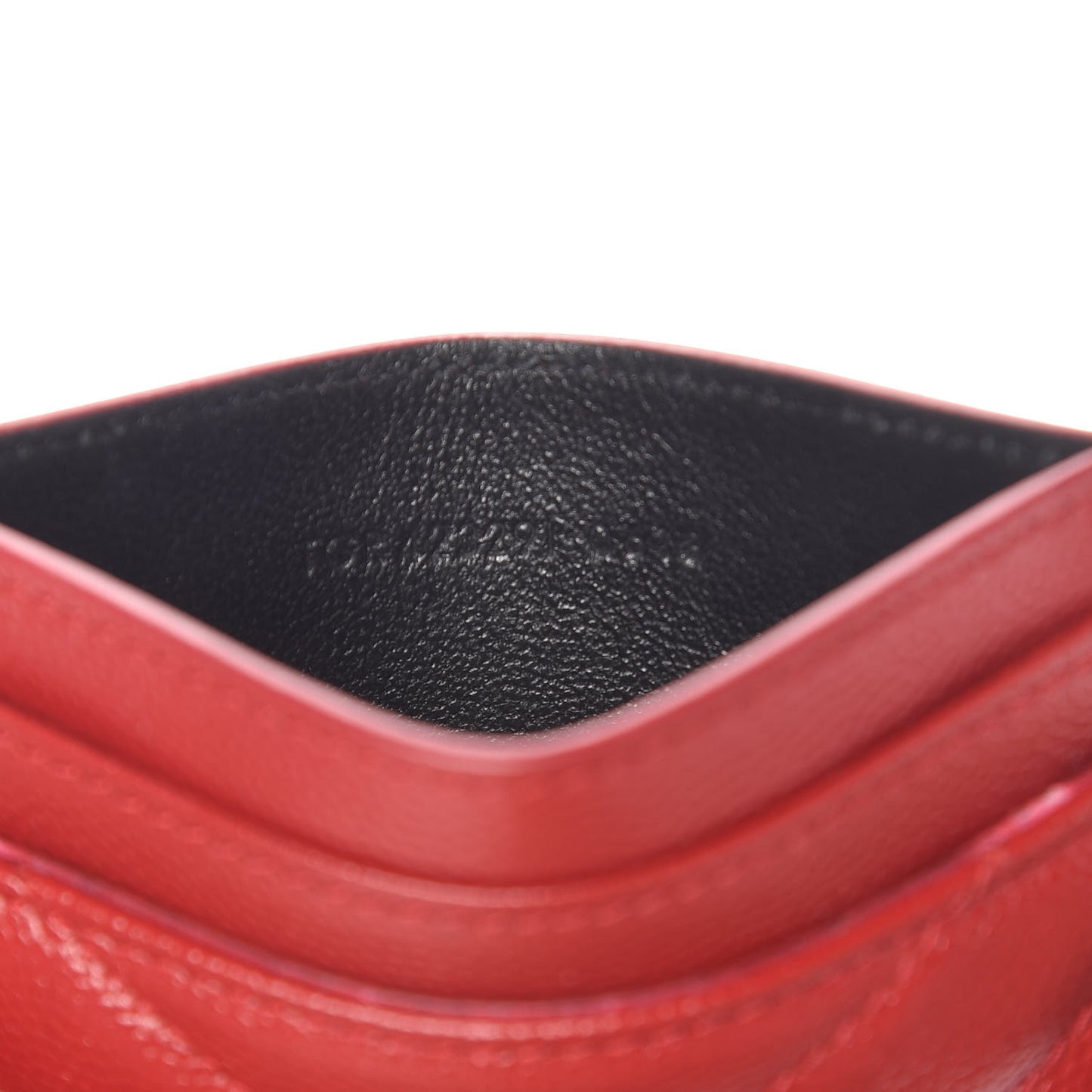 Grain De Poudre Matelasse Chevron Monogram Credit Card Case Rouge Eros