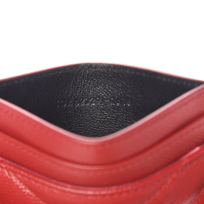 Saint Laurent Grain De Poudre Matelasse Chevron Monogram Credit Card Case Rouge Eros 7 of 12